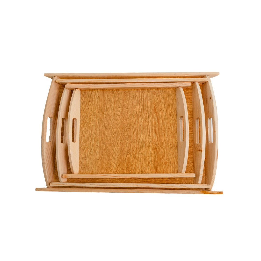 03 Pcs Set Wood Serving Tray