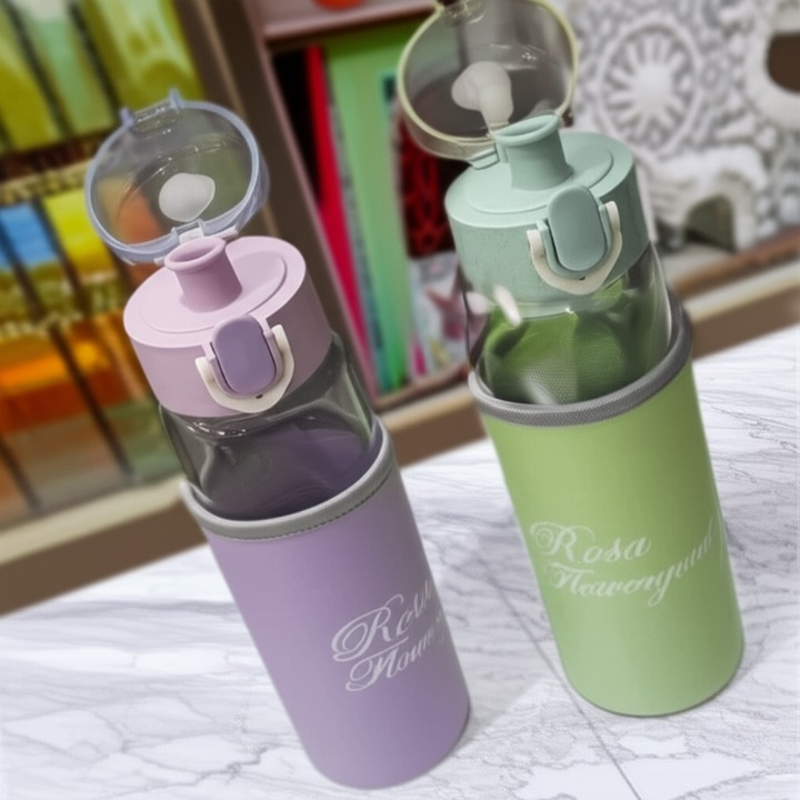 Rosa Flowery Glass Water Bottle