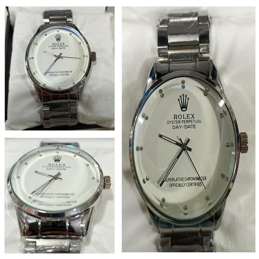 Rolex Men’s Formal Quartz Wrist Watch With Stainless Steel Chain