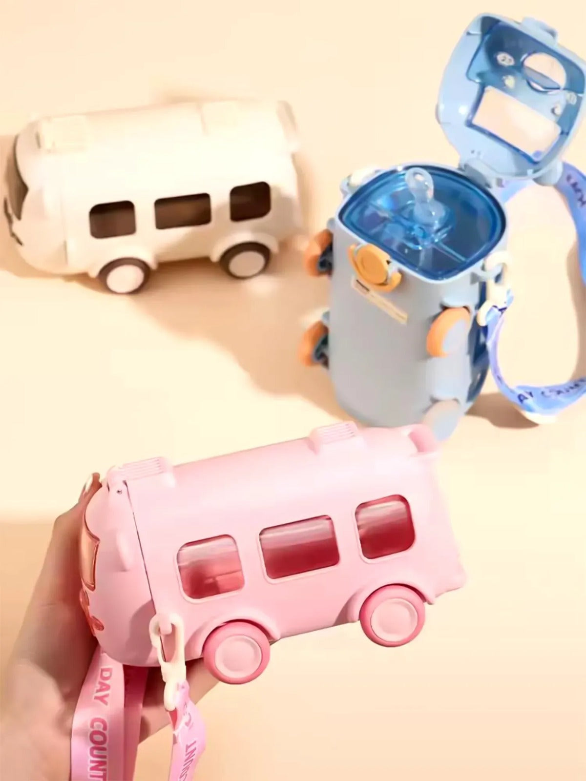 School Bus Design Kids Water Bottle With Strap– 500ml