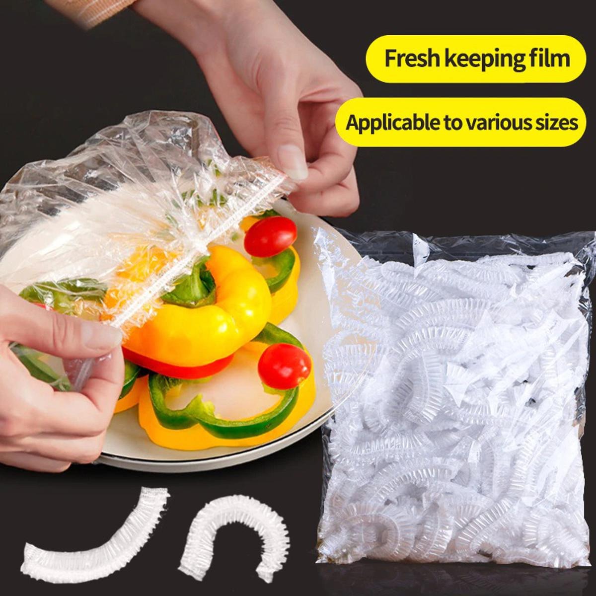 100pcs Stretchable Plastic Food Covers