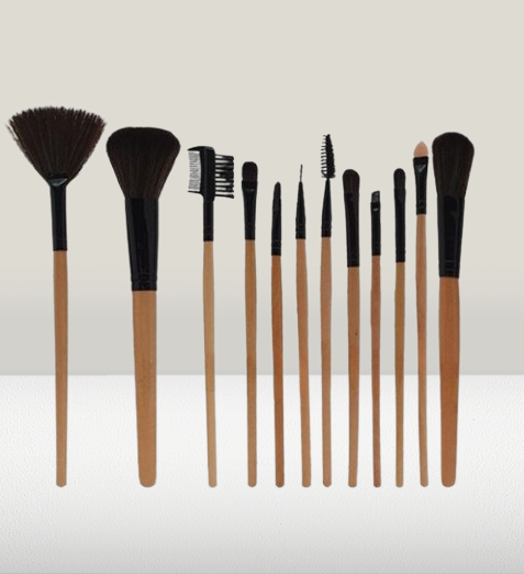 12-Piece Professional Makeup Brush Set with Roll-Up Pouch