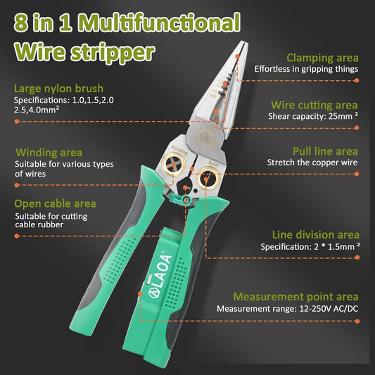 8-In-1 Wire Stripper & Voltage Tester – Multi-Purpose Electrical Tool