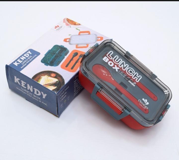 Multicolor Lunch Box with Spoon and Fork - 1 Pc