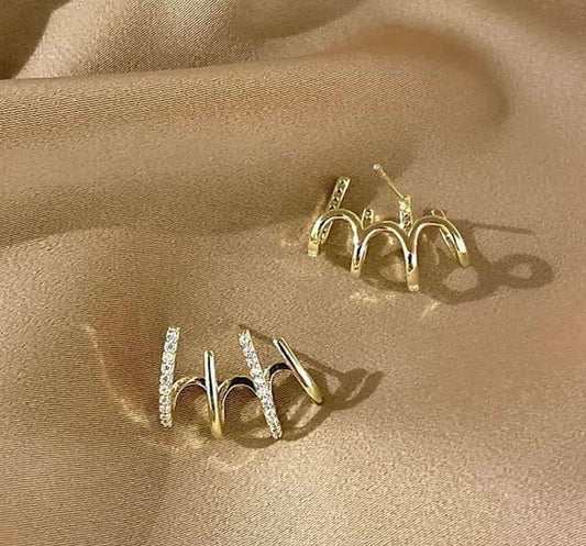 Arrow Shaped Gold Plated Zircon Studs