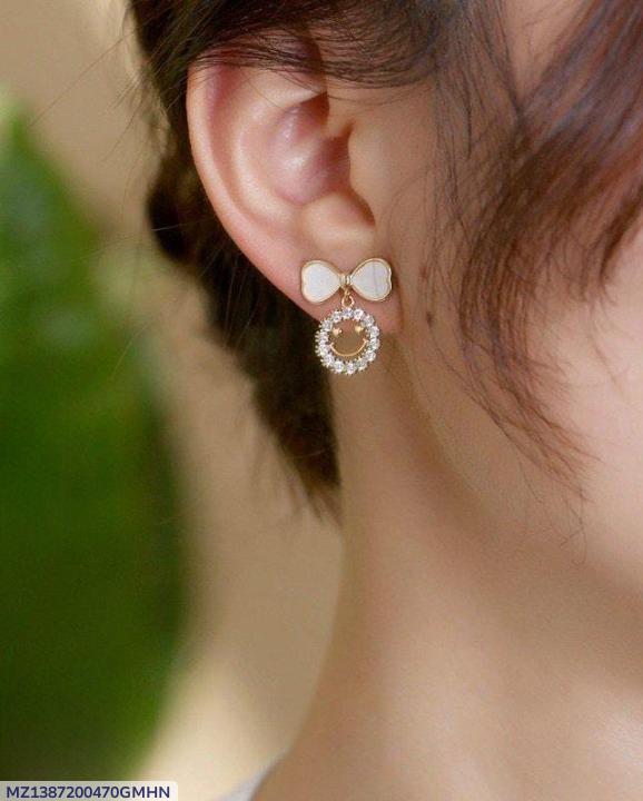 Smiley Face Zircon Korean Earrings (PXT-988)