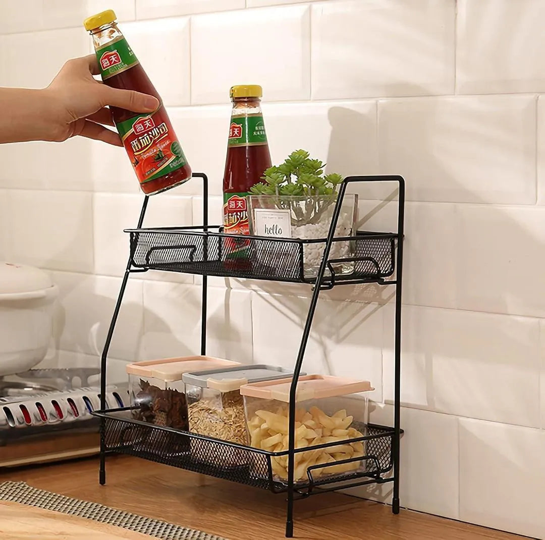 Kitchen Rack Storage Basket 2 black