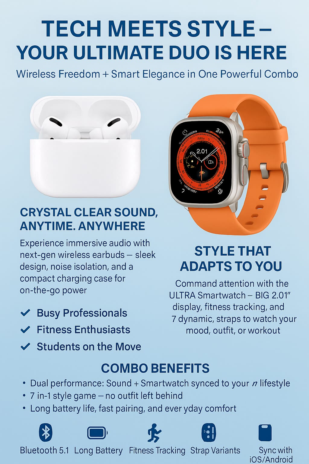 AirPods Pro 2 + Ultra 7-in-1 Smartwatch Combo