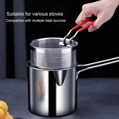 Stainless Steel Deep Fryer Pot with Strainer