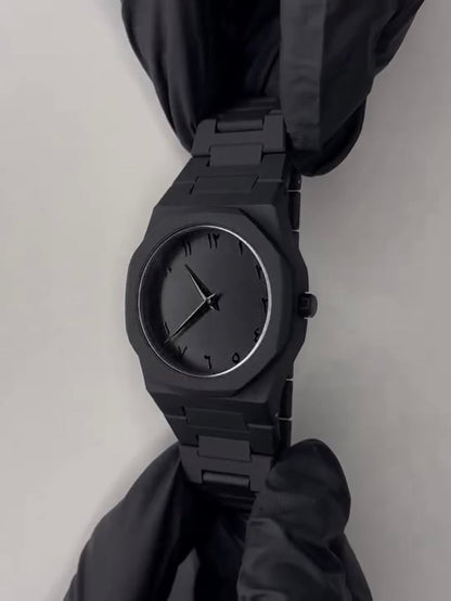 Full BLACK AURA Quartz Watch – Lightweight Design