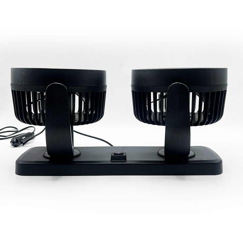 Car Fan Dual Head 4-Inch 12V/24V – 360° Rotating