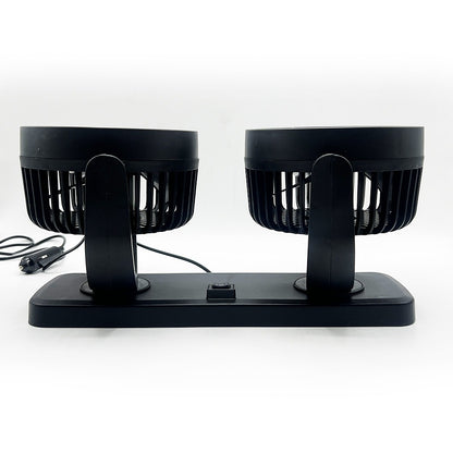 Car Fan Dual Head 4-Inch 12V/24V – 360° Rotating