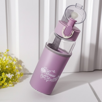 Rosa Flowery Glass Water Bottle