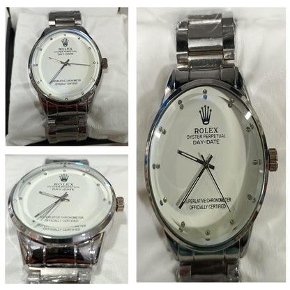 Rolex Men’s Formal Quartz Wrist Watch With Stainless Steel Chain