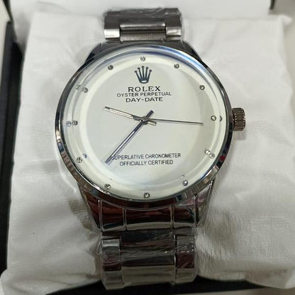 Rolex Men’s Formal Quartz Wrist Watch With Stainless Steel Chain