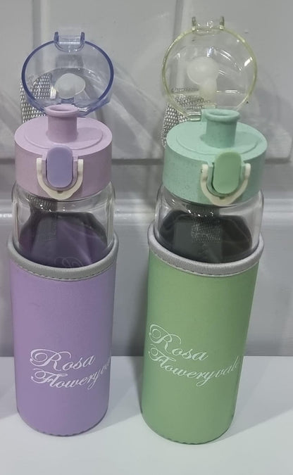 Rosa Flowery Glass Water Bottle
