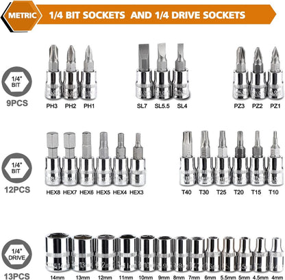 46-Piece Professional Socket Wrench Tool Set