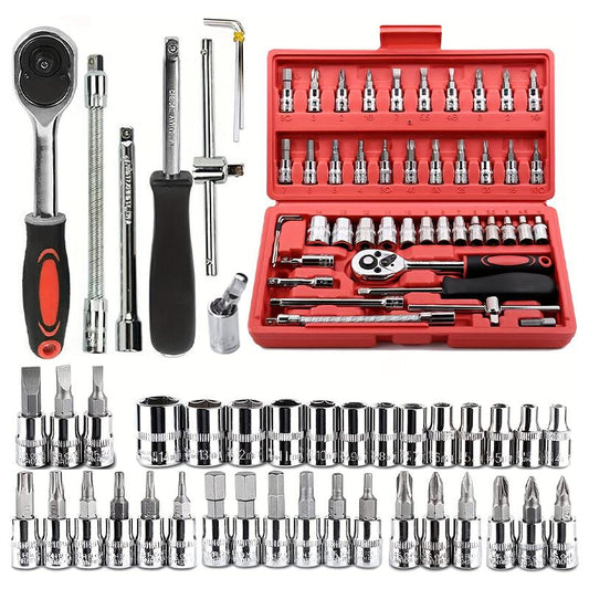 46-Piece Professional Socket Wrench Tool Set