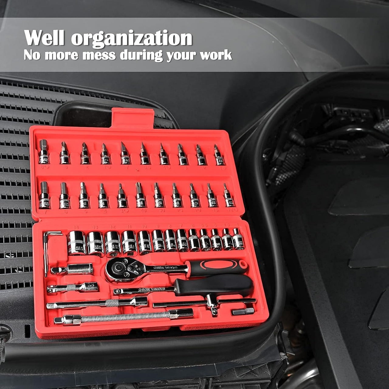 46-Piece Professional Socket Wrench Tool Set