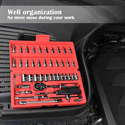 46-Piece Professional Socket Wrench Tool Set