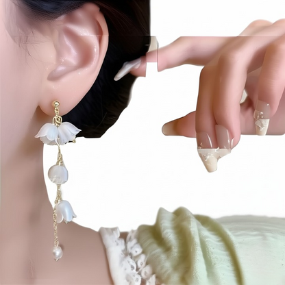 Pearl Korean Flower Earrings
