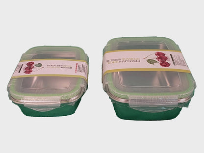 Pack of 2 Leak-Proof Stainless Steel Lunch Boxes