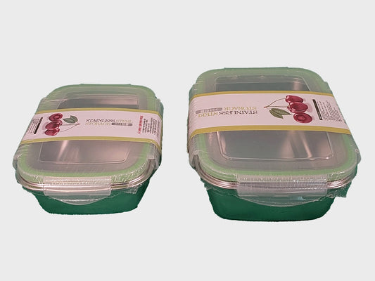 Pack of 2 Leak-Proof Stainless Steel Lunch Boxes