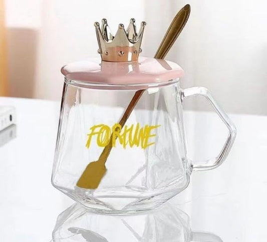 Golden Crown Sugar Pot with Lid & Spoon