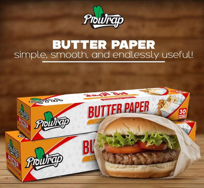 Prowrap Butter Paper – 9" x 14" Precut Sheets (30 Pcs)
