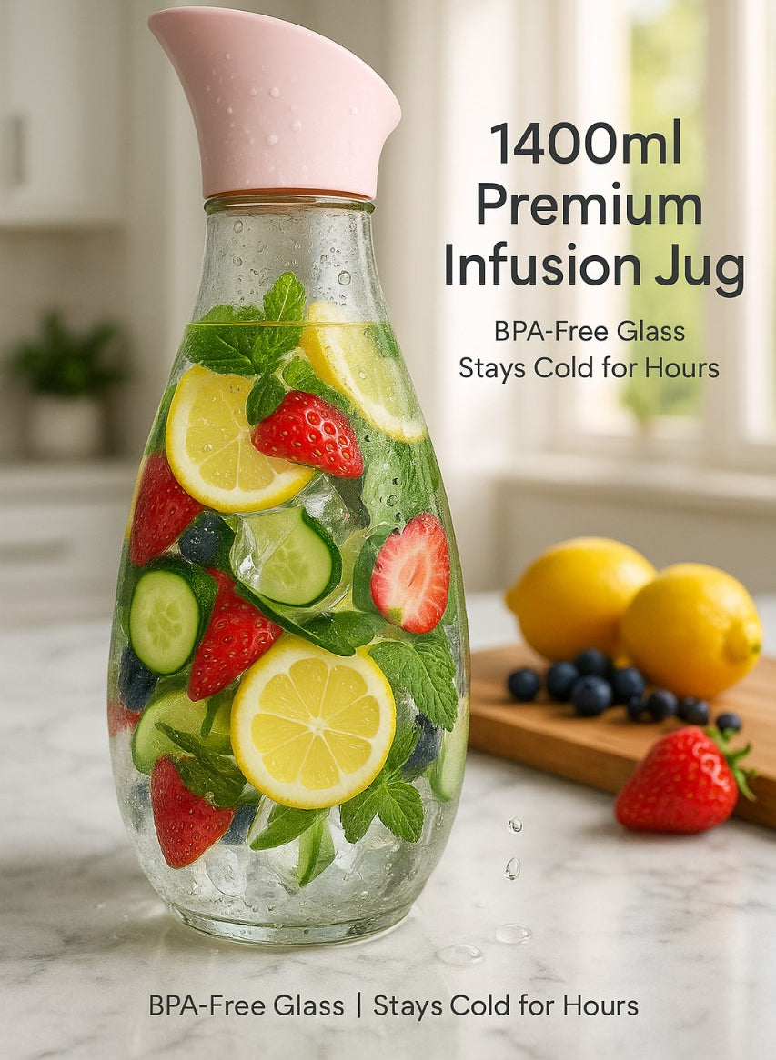 1400ml Hard Glass Water Jug with Lid