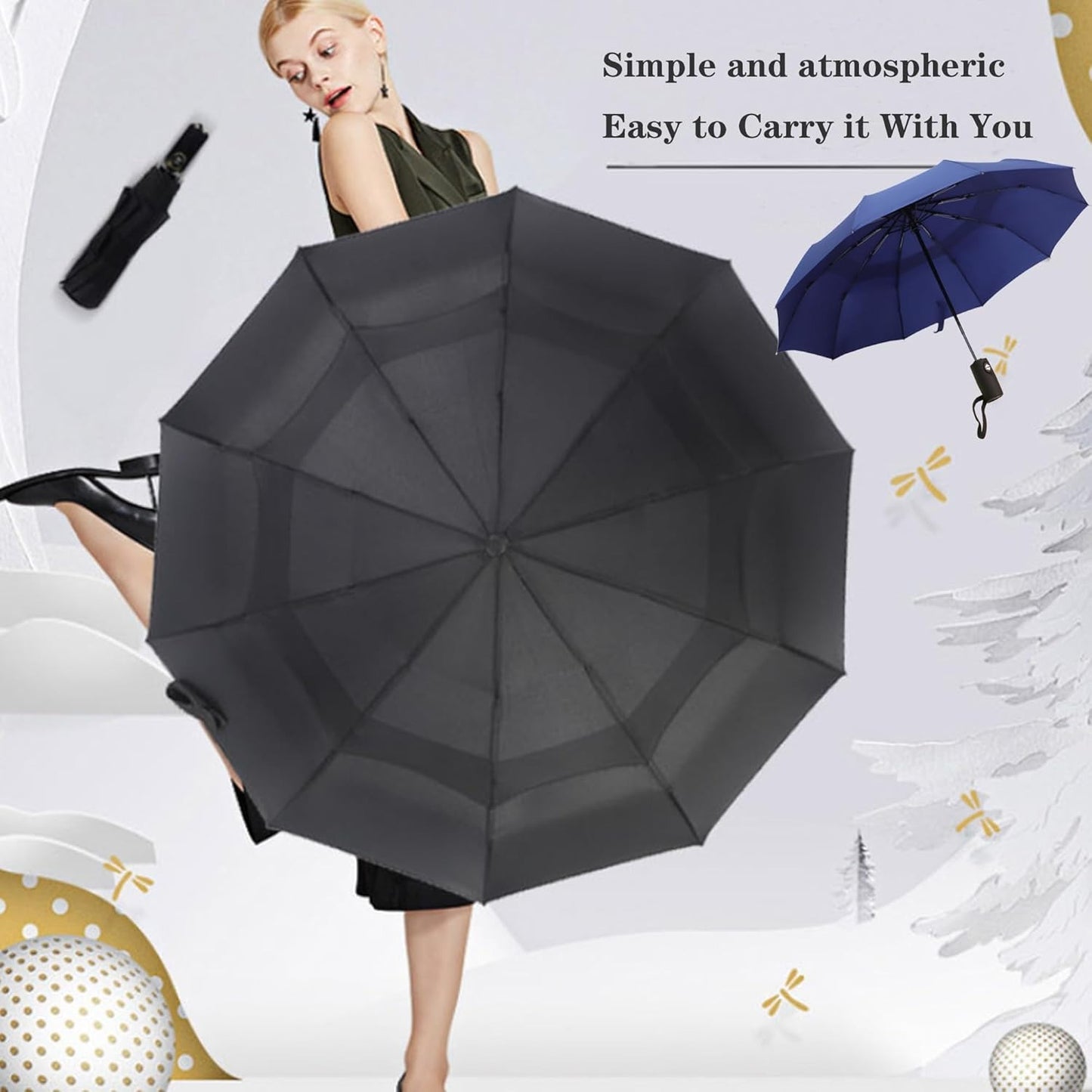 Compact Travel Umbrella with Windproof Design Gray Ghana