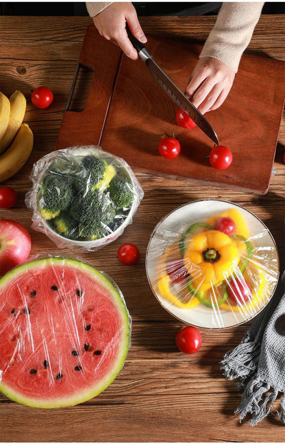 100pcs Stretchable Plastic Food Covers