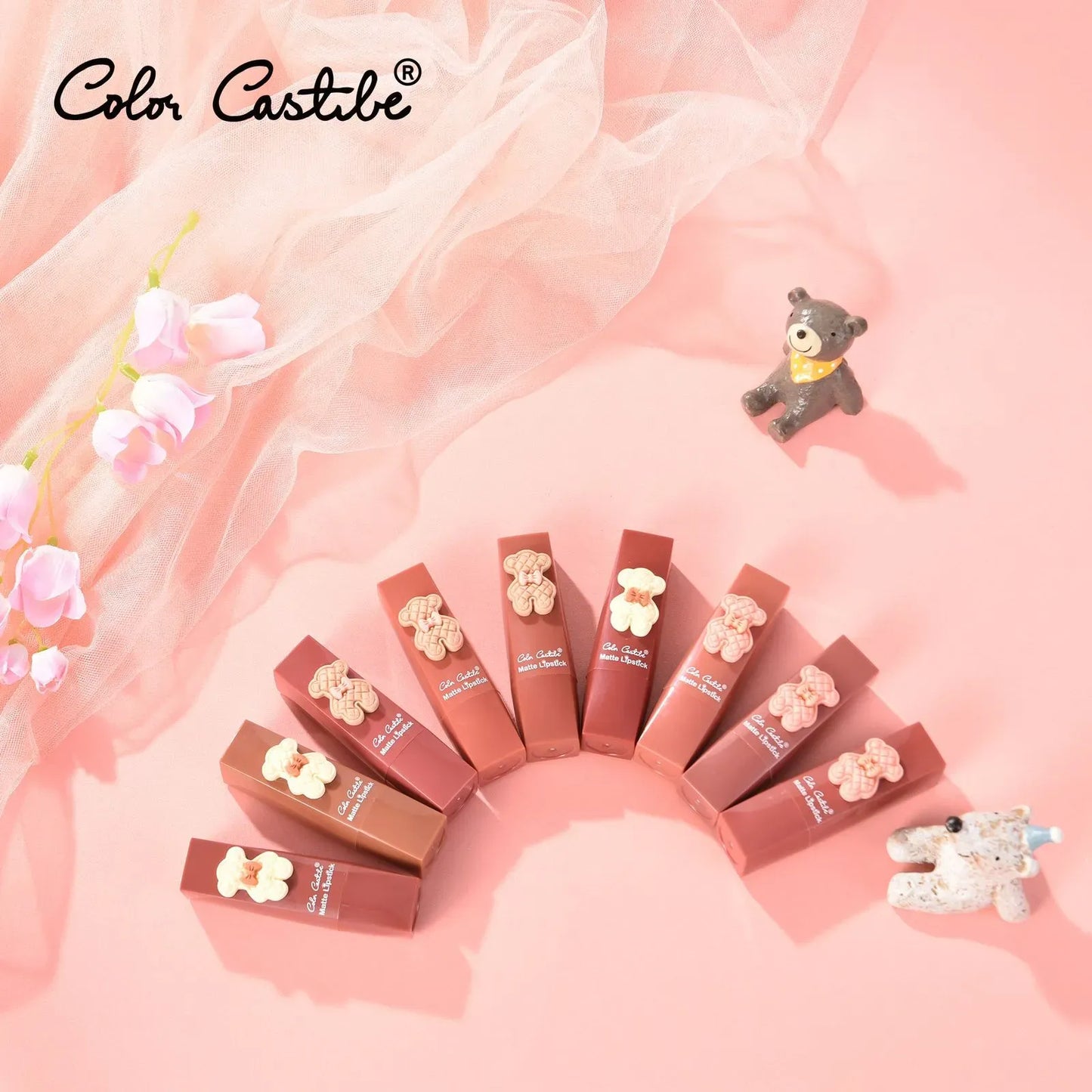 Color Castile Pack of 3 Bear Shape Matte Lipsticks