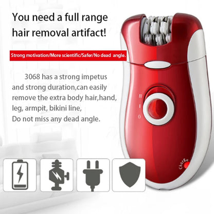 Kemei KM-3068 - Rechargeable 3-in-1 Epilator Hair Removal Device for Women