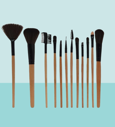 12-Piece Professional Makeup Brush Set with Roll-Up Pouch