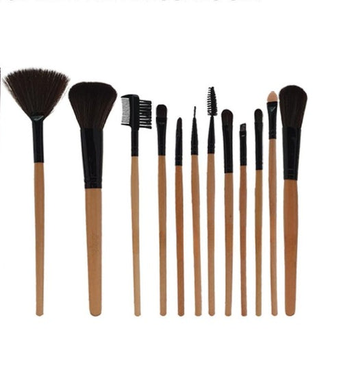 12-Piece Professional Makeup Brush Set with Roll-Up Pouch