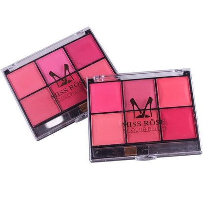 Miss Rose 6-Color Makeup Blush Powder Palette – Long-Lasting