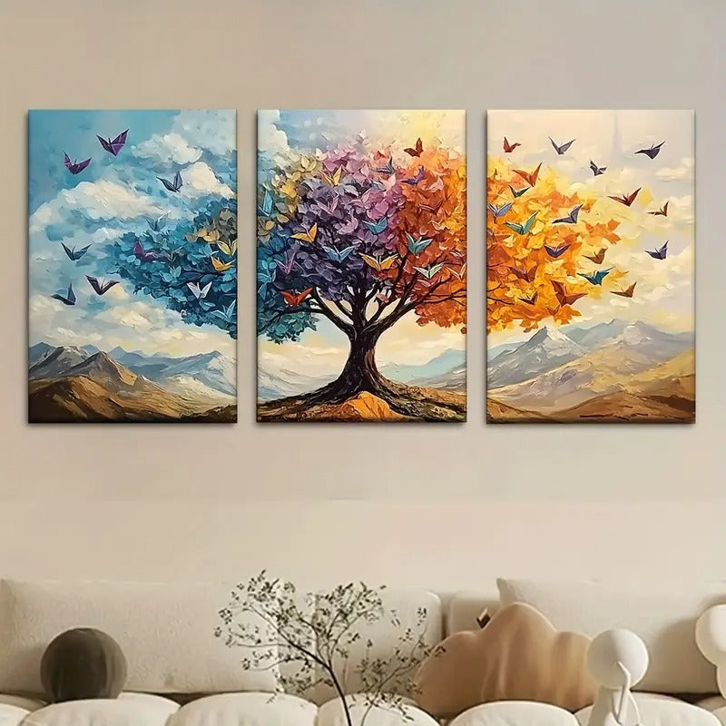 3 Piece Tree & Butterfly Wall Art