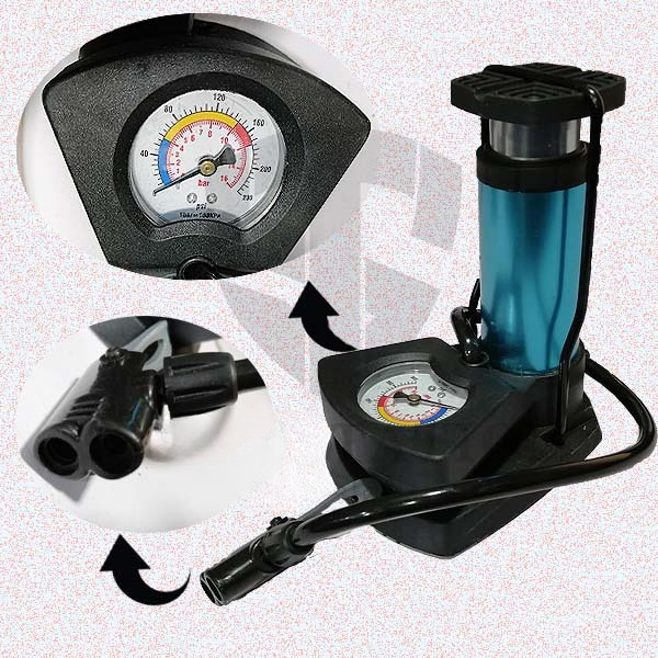 Foot And Hand Air Pump With Air Pressure Gauge