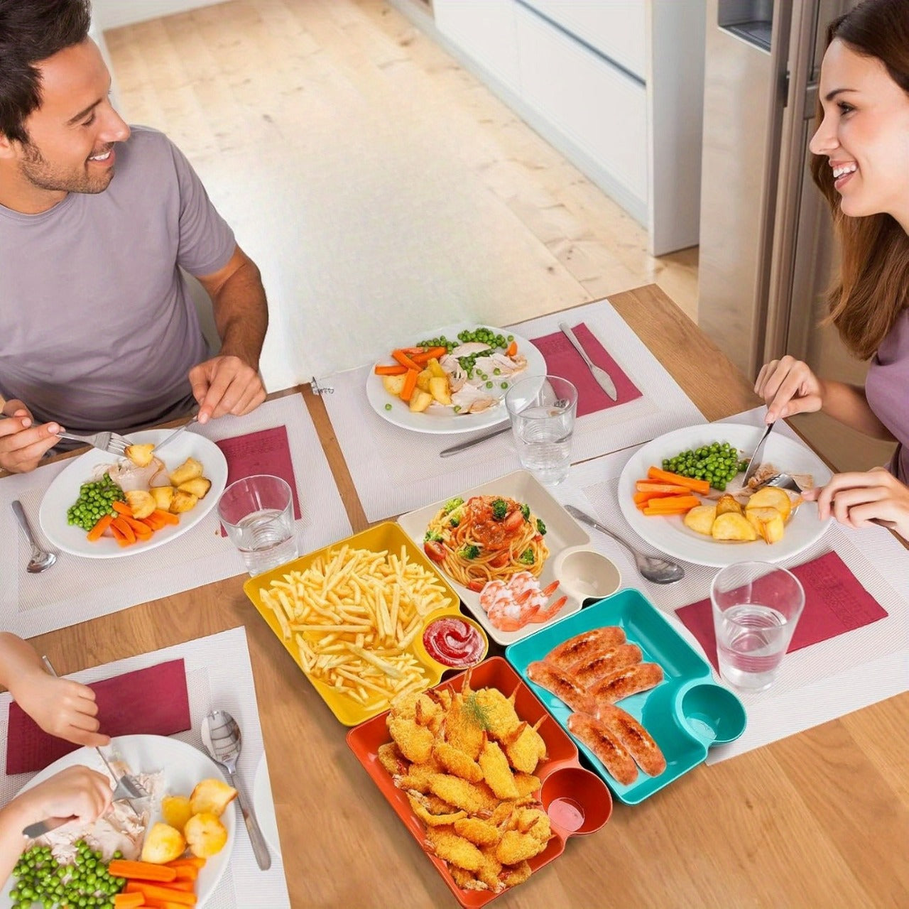 4-Piece Colorful Serving Platter Set