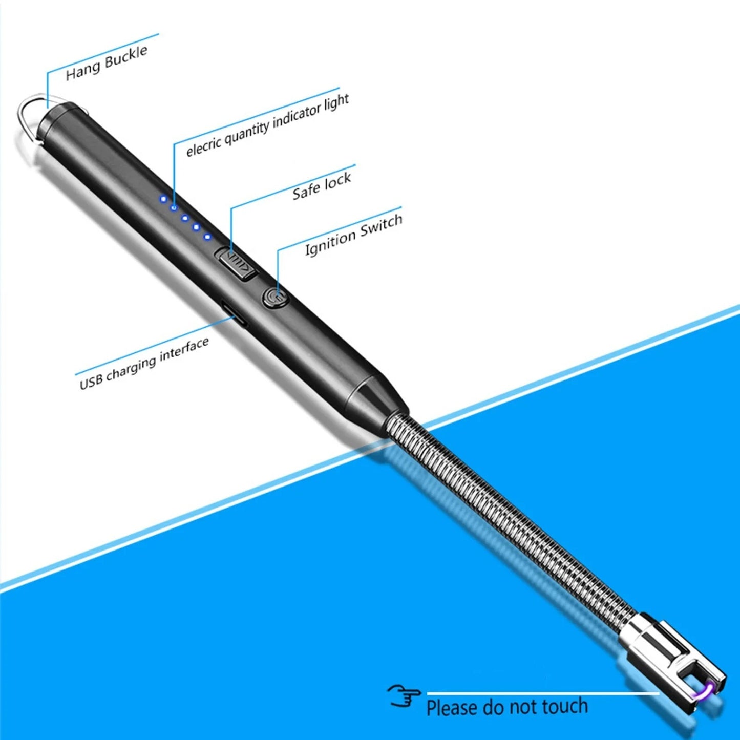 360° Outdoor Kitchen Lighter – USB Rechargeable Portable Electronic Arc Lighter