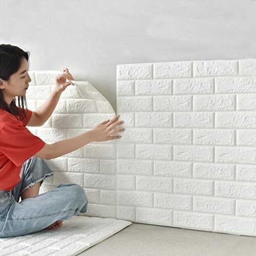 3D Wall Sticker White Brick Sheet