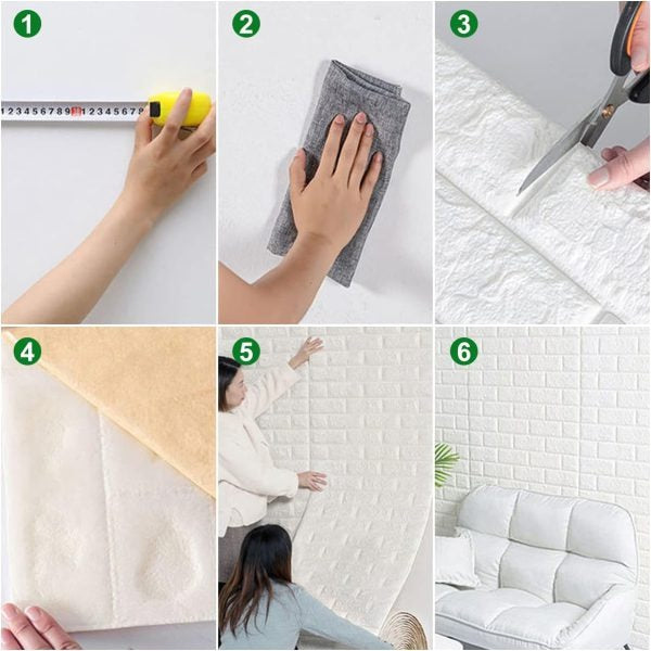 3D Wall Sticker White Brick Sheet