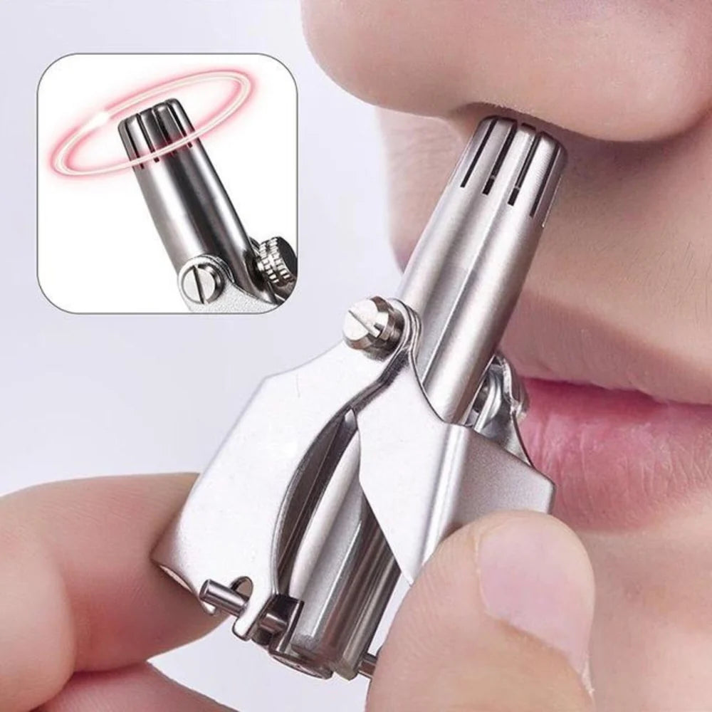 Stainless Steel Manual Nose Hair Trimmer | Painless & Portable Grooming Tool