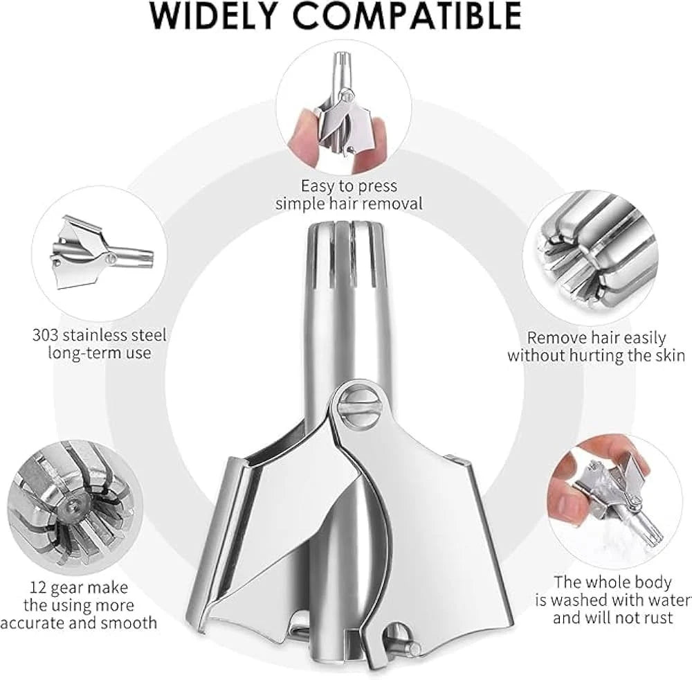 Stainless Steel Manual Nose Hair Trimmer | Painless & Portable Grooming Tool