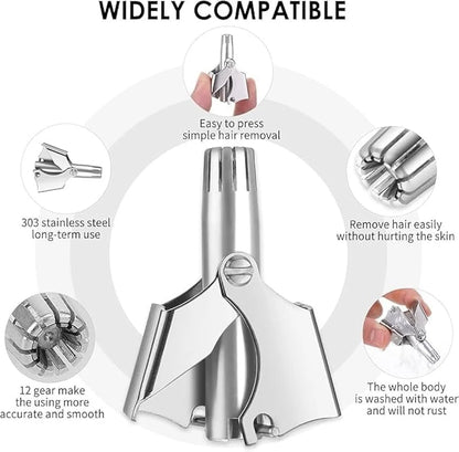 Stainless Steel Manual Nose Hair Trimmer | Painless & Portable Grooming Tool