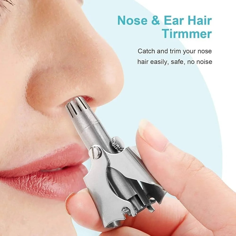 Stainless Steel Manual Nose Hair Trimmer | Painless & Portable Grooming Tool