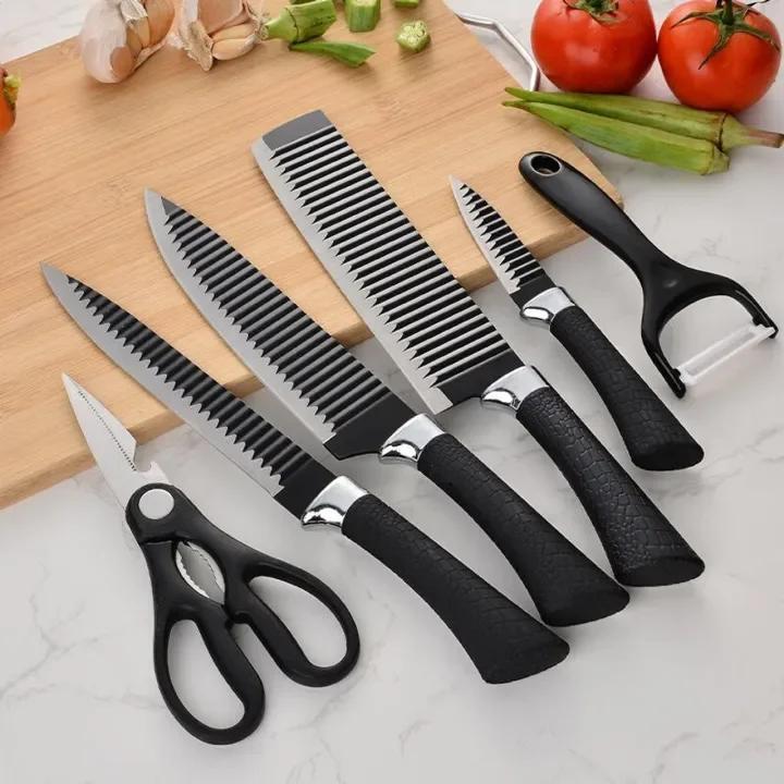 6 Pcs Wooden Knife Block