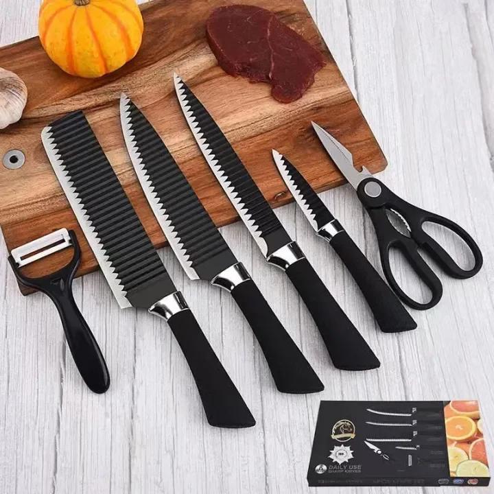 6 Pcs Wooden Knife Block
