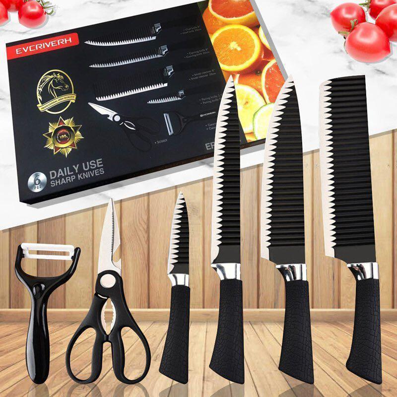6 Pcs Wooden Knife Block